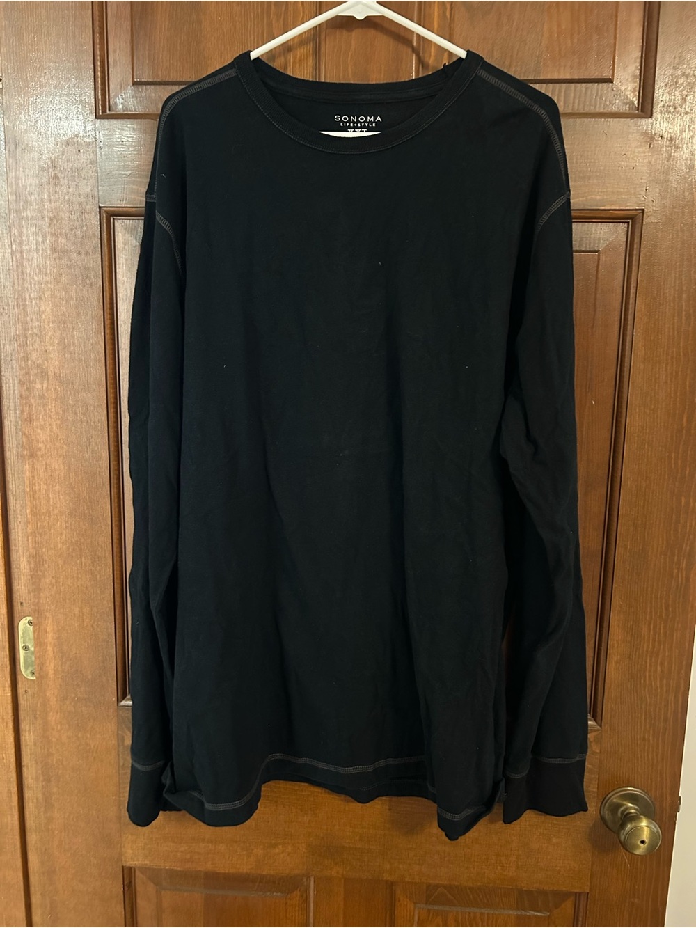 Sonoma Black Long Sleeve Crewneck Shirt with Contrast Stitching